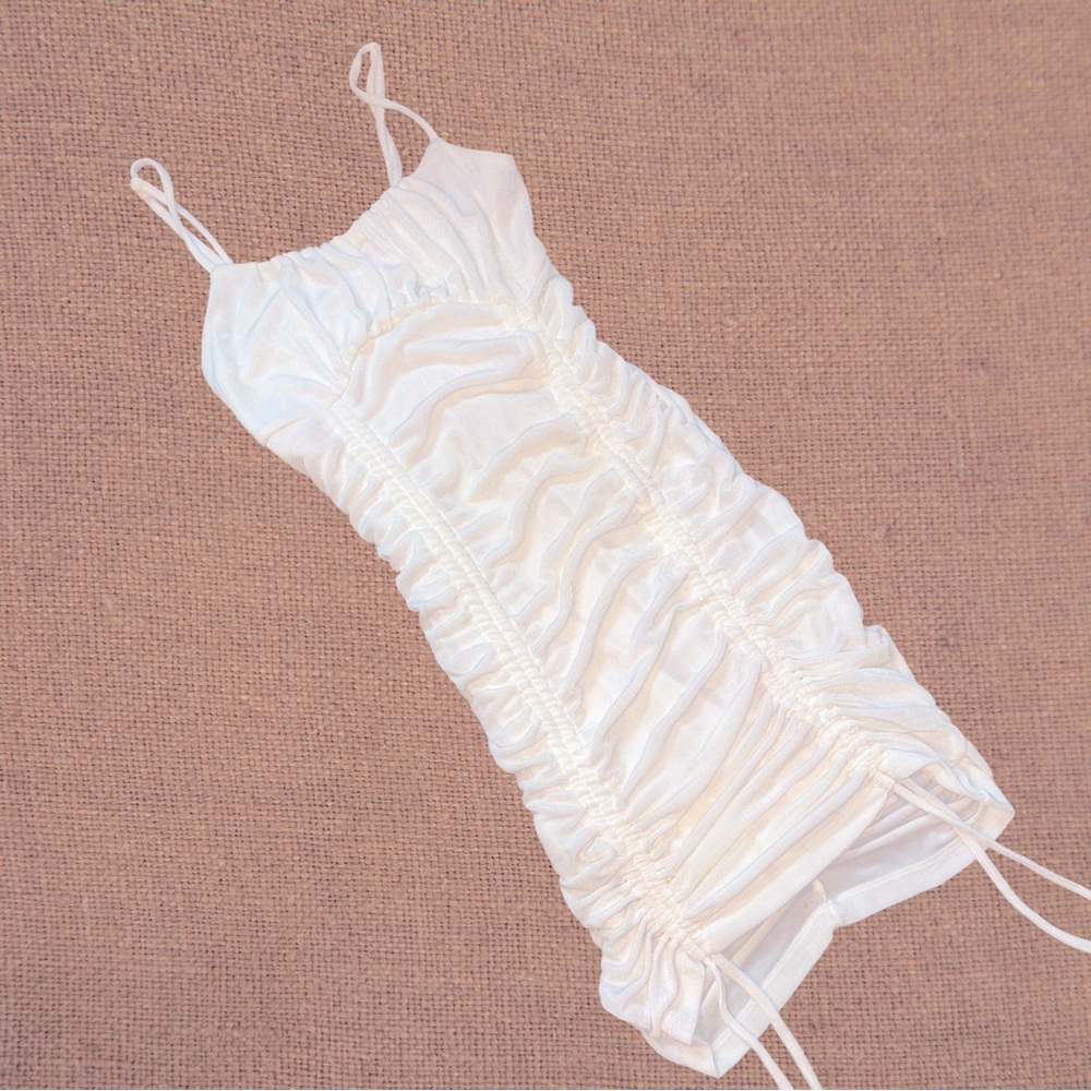 Elegant White Ruched Sleep Dress Inspired & Hearts Brand